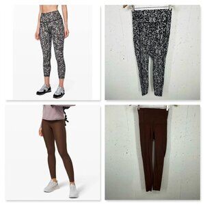 Lot of 2 Lululemon Size 4 Brown Zoned In 27" & Floral Spritz Wunder Under Tight